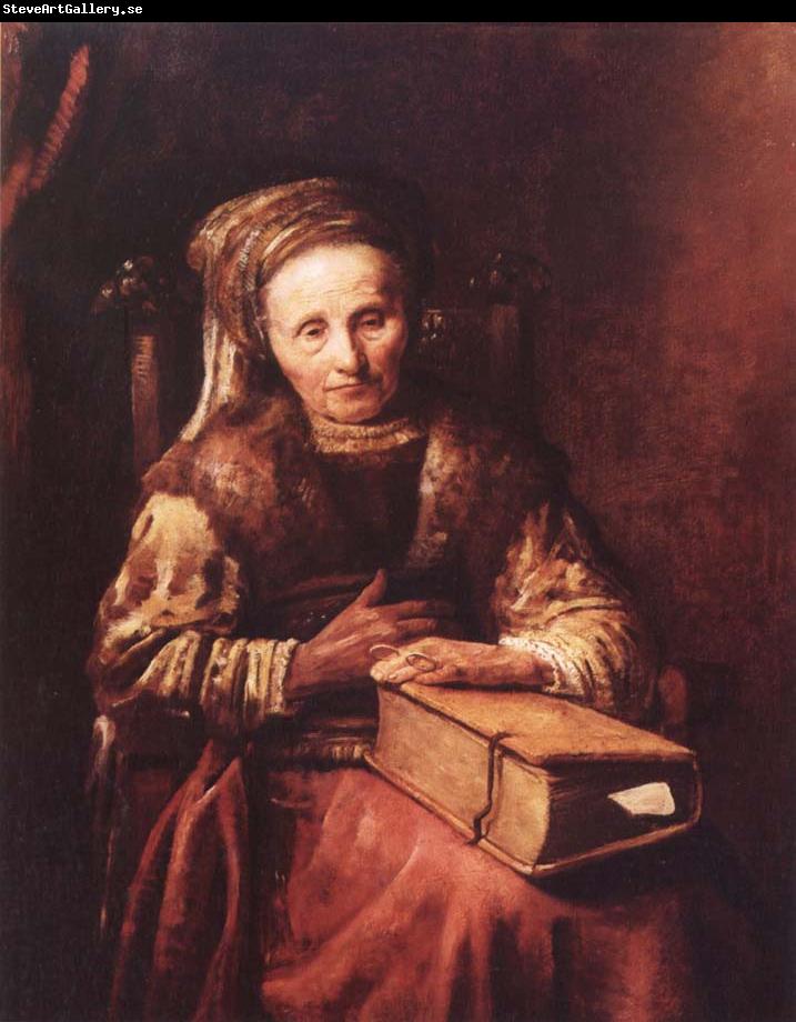 Carel Van der Pluym Old woman with a book